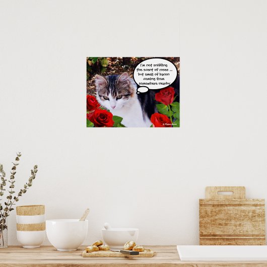 赤いバラの猫 ポスター (キッチン)