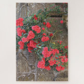 赤いバラの登山(スペイン、れんがの壁) ジグソーパズル (縦)