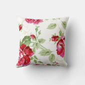 赤いバラの白い背景プリントスロークッション クッション (裏面)