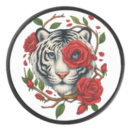 赤いバラの白い虎 – 野生動物はっきりしたのフローラ アイスホッケーパック