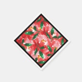 赤いバラの紙コップ スタンダードカクテルナプキン (角)