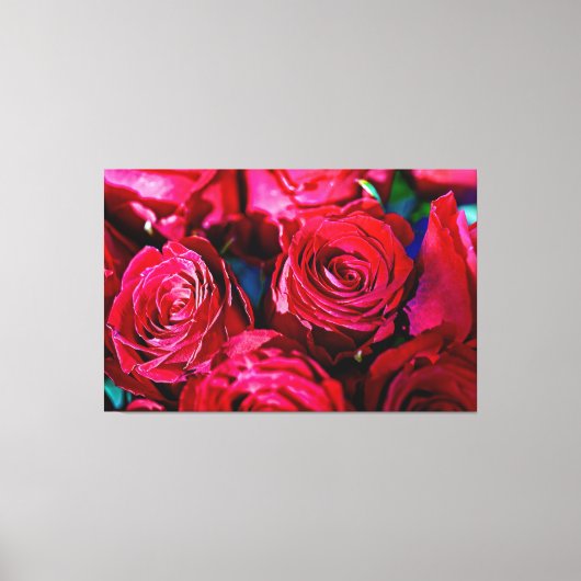 赤いバラの素敵な束 キャンバスプリント (正面)