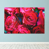 赤いバラの素敵な束 キャンバスプリント (インサイチュ (ウッドフロア))