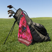 赤いバラの素敵な束 ゴルフタオル (グリーン)