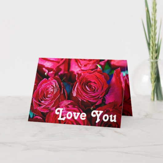 赤いバラの素敵な束 サンキューカード (正面)