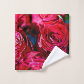 赤いバラの素敵な束 バスタオルセット (ウォッシュタオル)