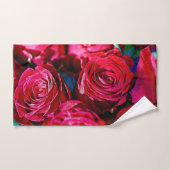 赤いバラの素敵な束 バスタオルセット (ハンドタオル)