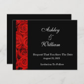 赤いバラの結婚式お知らせカード セーブザデート (正面/裏面)