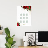 赤いバラの結婚式のレセプションのシーティングチャート ポスター (ホームオフィス)