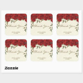 赤いバラの結婚式の引き出物ステッ感謝していク スクエアシール (シート)