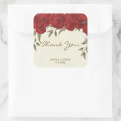 赤いバラの結婚式の引き出物ステッ感謝していク スクエアシール (バッグ)