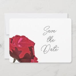 赤いバラの結婚式延期通知カード セーブザデート