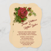 赤いバラの結婚式招待状 招待状 (正面/裏面)