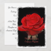 赤いバラの結婚式招待状 招待状 (正面/裏面)