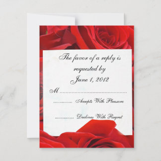赤いバラの結婚式招待状 RSVP