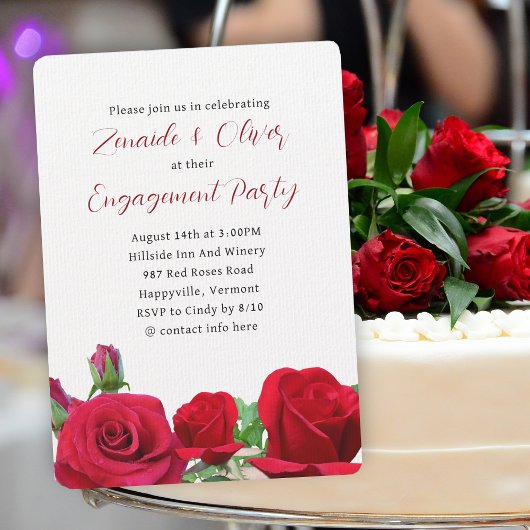 赤いバラの結婚式 婚約パーティー 招待状