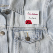 赤いバラの結婚披露宴ボタン 缶バッジ (インサイチュ)