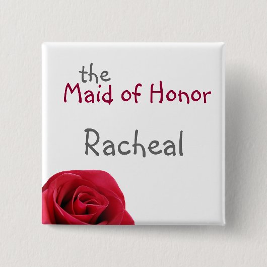 赤いバラの結婚披露宴ボタン 缶バッジ (正面)