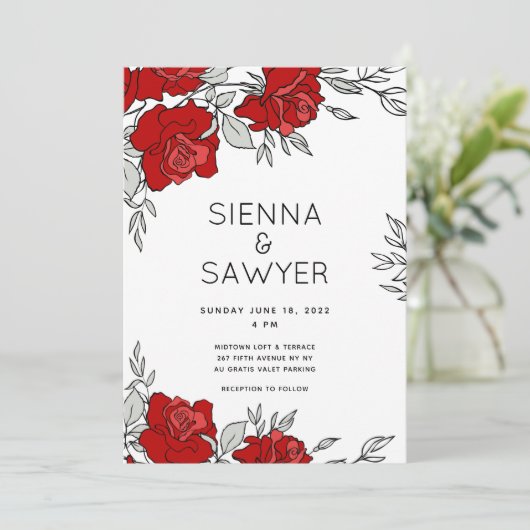 赤いバラの結婚柱 招待状 (スタンド正面)