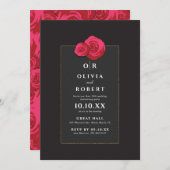 赤いバラの結婚記念日招待状 招待状 (正面/裏面)