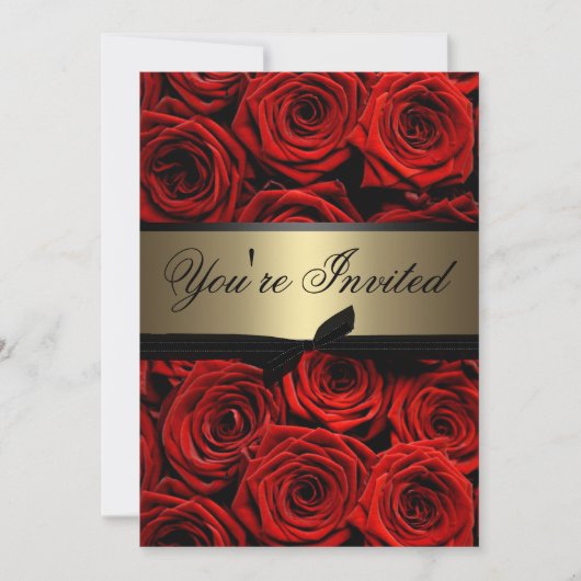 赤いバラの結婚 招待状 (正面)