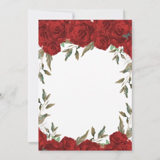 赤いバラの緑の誓いの更新招待 招待状 (裏面)