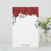 赤いバラの緑結婚の便箋 便箋 (スタンド正面)