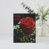 赤いバラの縦型ポストカード ポストカード (スタンド正面)