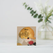 赤いバラの美しいファッション衣装クラフト付き女性 スクエア名刺 (スタンド正面)