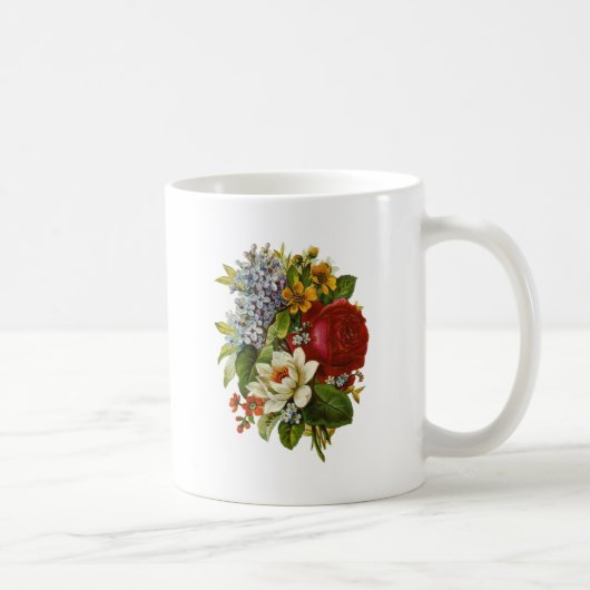 赤いバラの美しいロマンチックな夏の花束 コーヒーマグカップ (右)