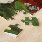 赤いバラの美しいロマンチックな夏の花束 ジグソーパズル (側面)