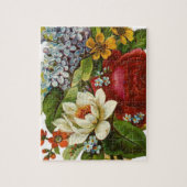 赤いバラの美しいロマンチックな夏の花束 ジグソーパズル (縦)