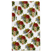 赤いバラの美しいロマンチックな夏の花束 スモールペーパーバッグ (裏面)