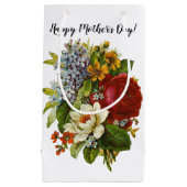 赤いバラの美しいロマンチックな夏の花束 スモールペーパーバッグ (正面)