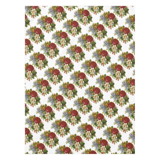 赤いバラの美しいロマンチックな夏の花束 テーブルクロス (正面)