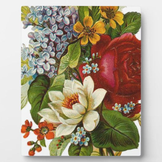 赤いバラの美しいロマンチックな夏の花束 フォトプラーク (正面)