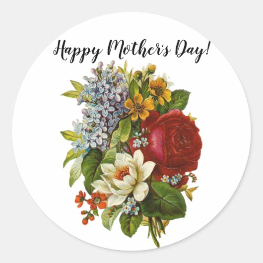 赤いバラの美しいロマンチックな夏の花束 ラウンドシール (正面)