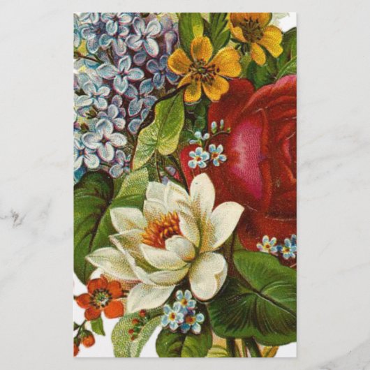 赤いバラの美しいロマンチックな夏の花束 便箋 (正面)