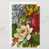 赤いバラの美しいロマンチックな夏の花束 便箋 (正面/裏面)