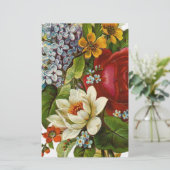 赤いバラの美しいロマンチックな夏の花束 便箋 (スタンド正面)