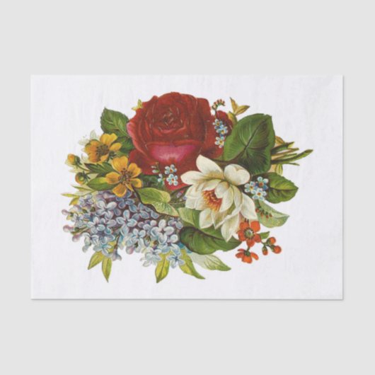 赤いバラの美しいロマンチックな夏の花束 薄葉紙 (正面)