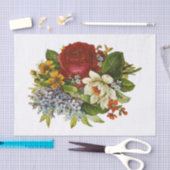 赤いバラの美しいロマンチックな夏の花束 薄葉紙 (クラフト)