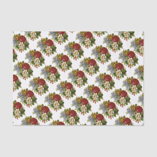 赤いバラの美しいロマンチックな夏の花束 薄葉紙 (正面)