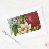 赤いバラの美しいロマンチックな夏の花束 長方形シール (封筒)