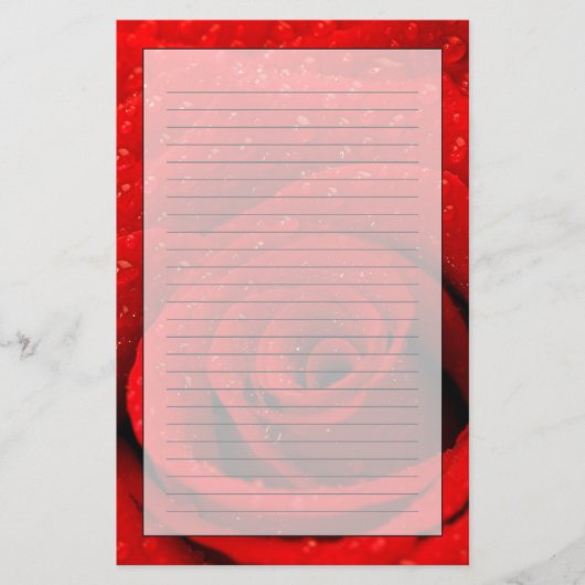 赤いバラの背景の写真 便箋 (正面)