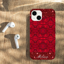 赤いバラの花と露 – カスタム Case-Mate iPhone 14ケース