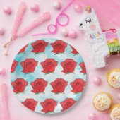 赤いバラの花のアート ペーパープレート (パーティー)