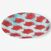 赤いバラの花のアート ペーパープレート (アングル)