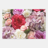 赤いバラの花のギフト包装紙 3枚 ラッピングペーパーシート (正面2)