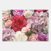 赤いバラの花のギフト包装紙 3枚 ラッピングペーパーシート (正面)